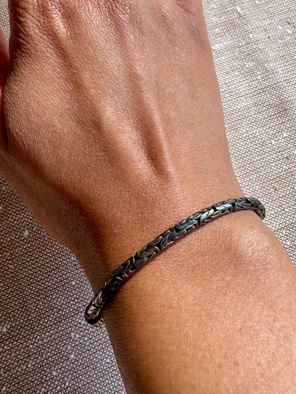 Vintage Bali 925 Sterling Silver Byzantine Chain Link Edgy Boho Bracelet 7 In